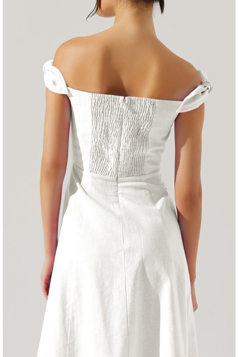 Charelin Off the Shoulder Linen Blend Midi Sundress, Alternate, color, WHITE