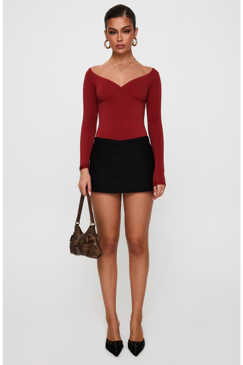 Loveydove Long Sleeve Bodysuit, Alternate, color, BURGUNDY