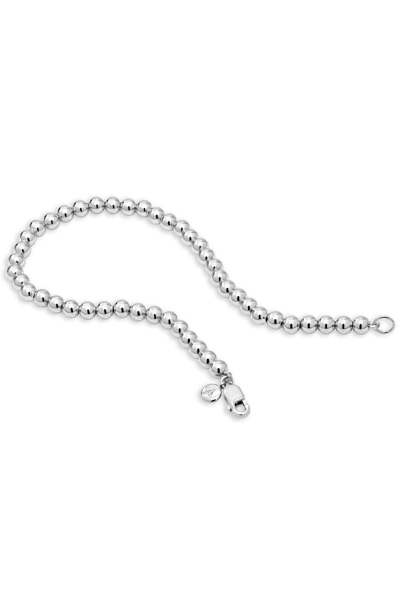 DEVATA 4mm Beaded Ball Chain Bracelet in Rhodium Plated Sterling Silver, Alternate, color, Silver