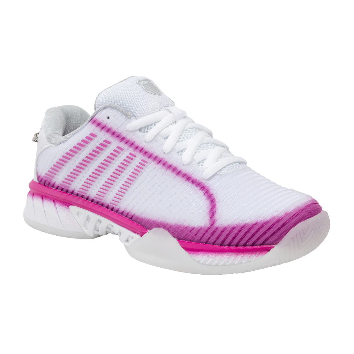 K-Swiss x Lucky In Love Hypercourt Express 2 Womens Tennis Shoes, Main, color, White/Mulberry/Silver