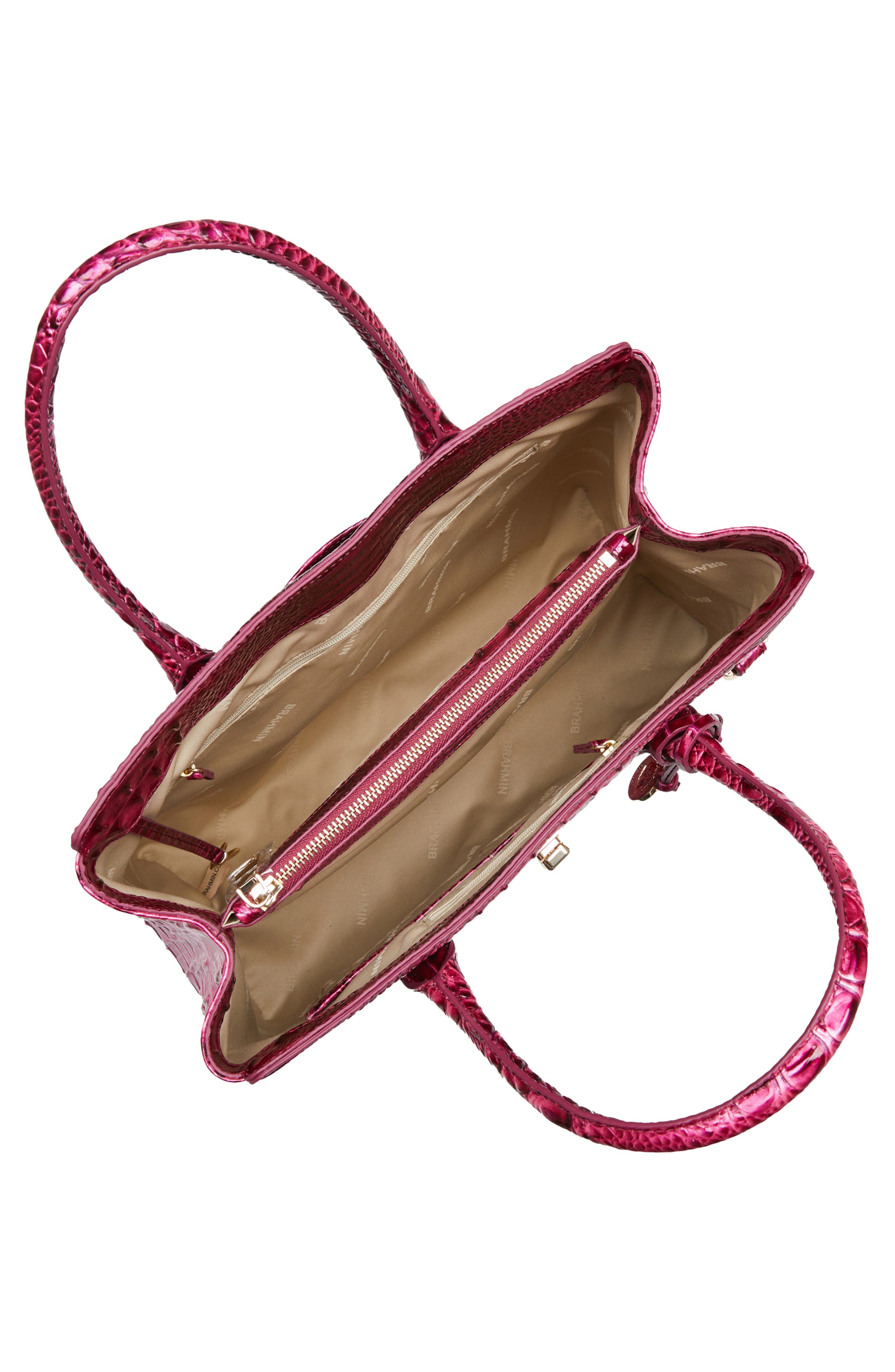 Brahmin Nakita Croc Embossed Leather Satchel, Alternate, color, 