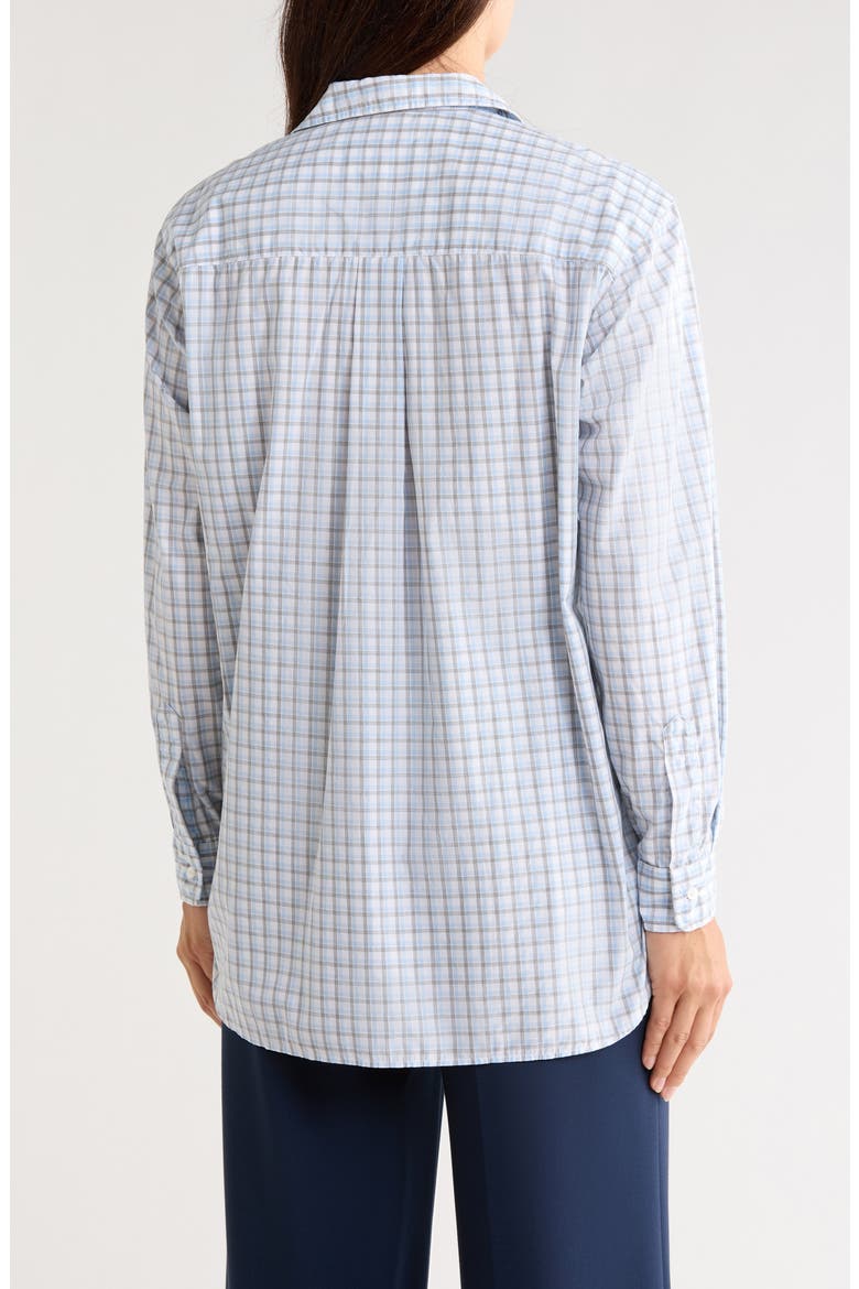 Boyfriend Button-Up Shirt, Alternate, color, WHITE GRAY BLUE CHECK