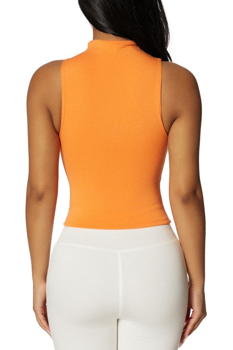 Mock Neck Cutout Sleeveless Sweater, Alternate, color, ORANGE PEEL