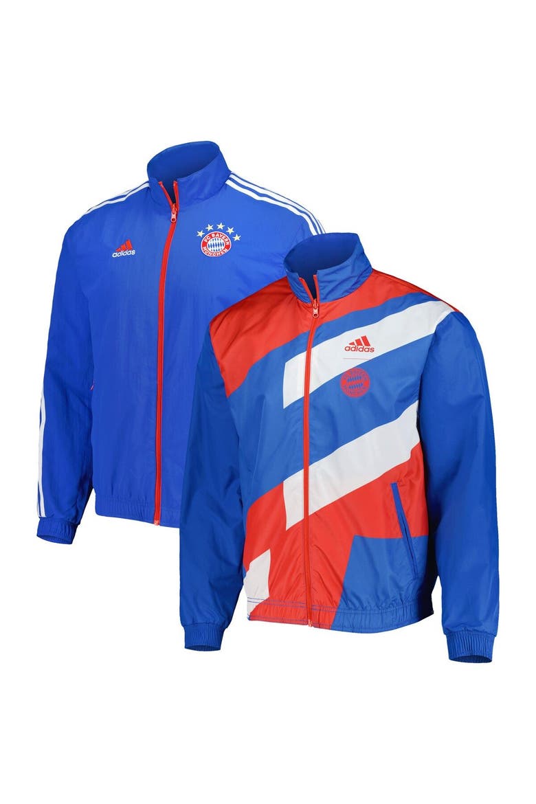 Men's adidas Blue Bayern Munich 2022/23 On-Field Team Logo Anthem Reversible Full-Zip Jacket, Main, color, Blue