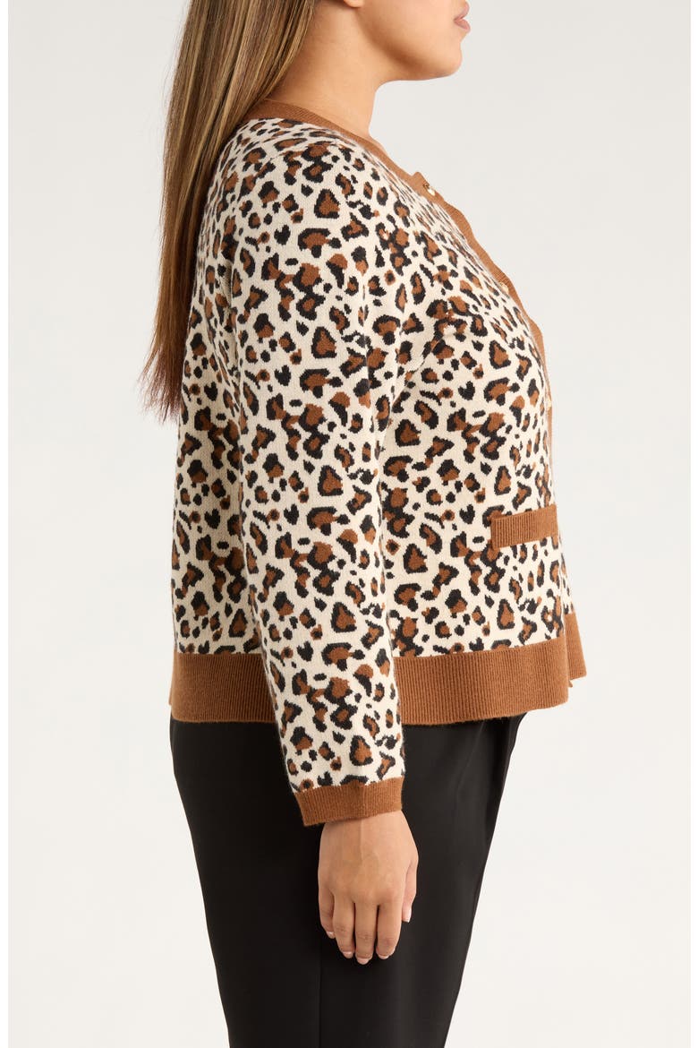 Leopard Jacquard Cardigan, Alternate, color, ESPRESSO MULTI