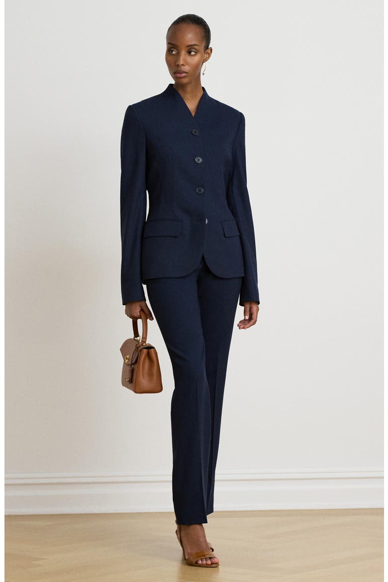 Stretch Wool Crepe Straight Pants, Alternate, color, LAUREN NAVY BLUE