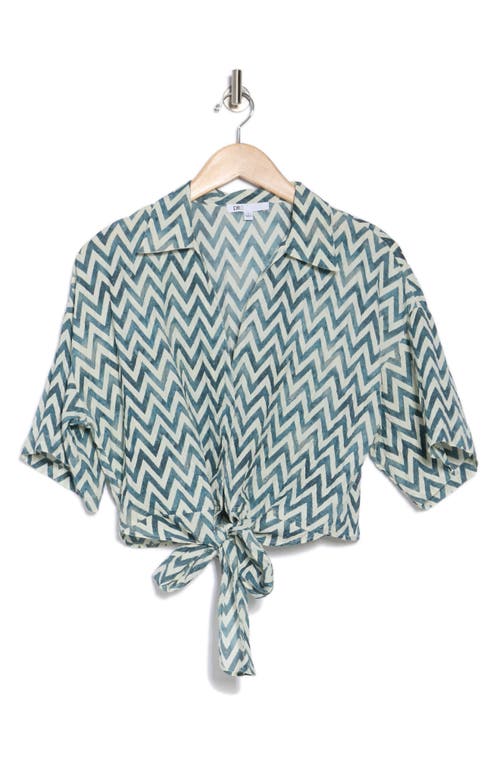 Dr2 By Daniel Rainn Short Sleeve Tie Front Top In P416 Inkwell