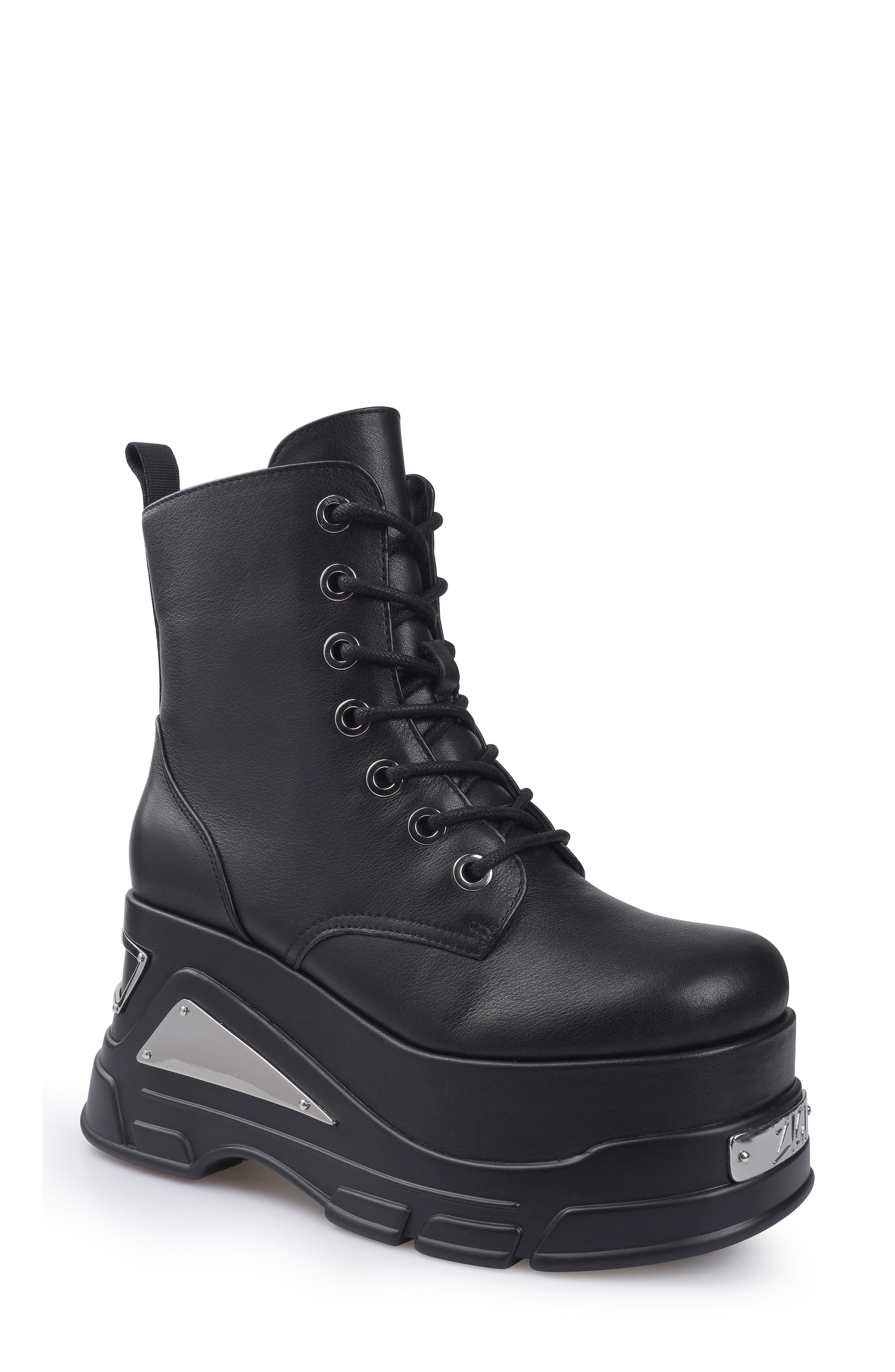 ZIGI Cataleya Platform Combat Boot, Main, color, Black Leather