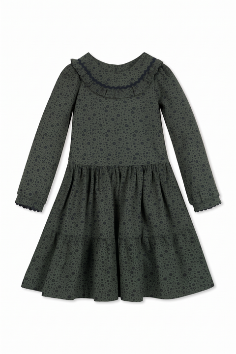 Kids' Organic Ruffle Neck Tiered Dress