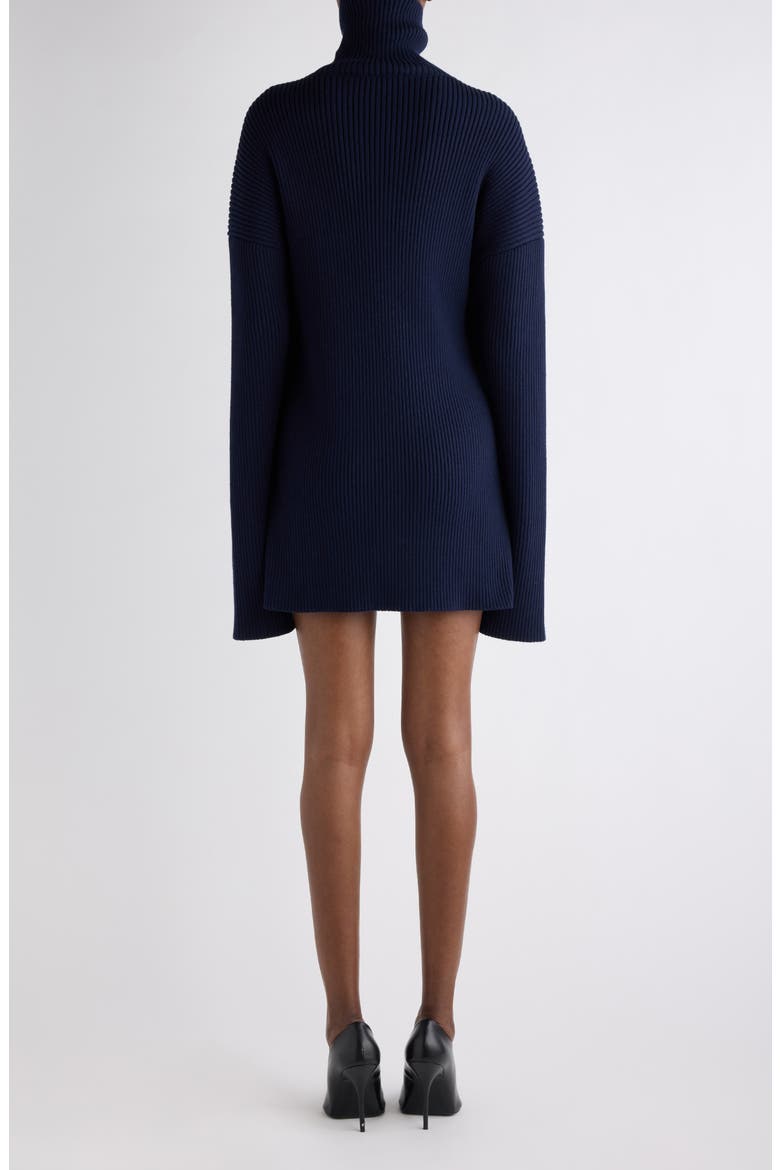 Pinched Long Sleeve Wool Rib Dress, Alternate, color, 4140 NAVY