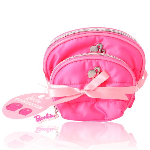 Barbie Pink Quilted Makeup Bag Set, Large And Small In Pink