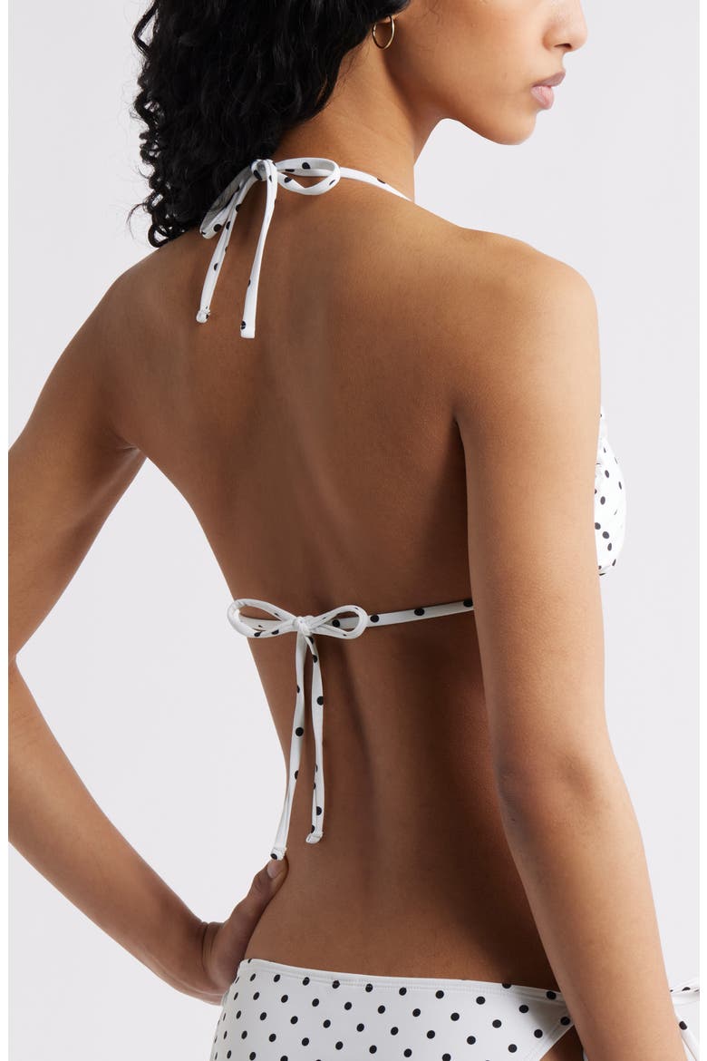 Polka Dot Ruffle Triangle Bikini Top, Alternate, color, WHITE- BLACK DOTS A LOT