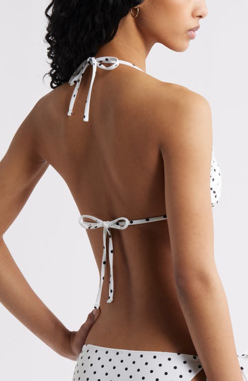 Bp. Polka Dot Ruffle Triangle Bikini Top In White