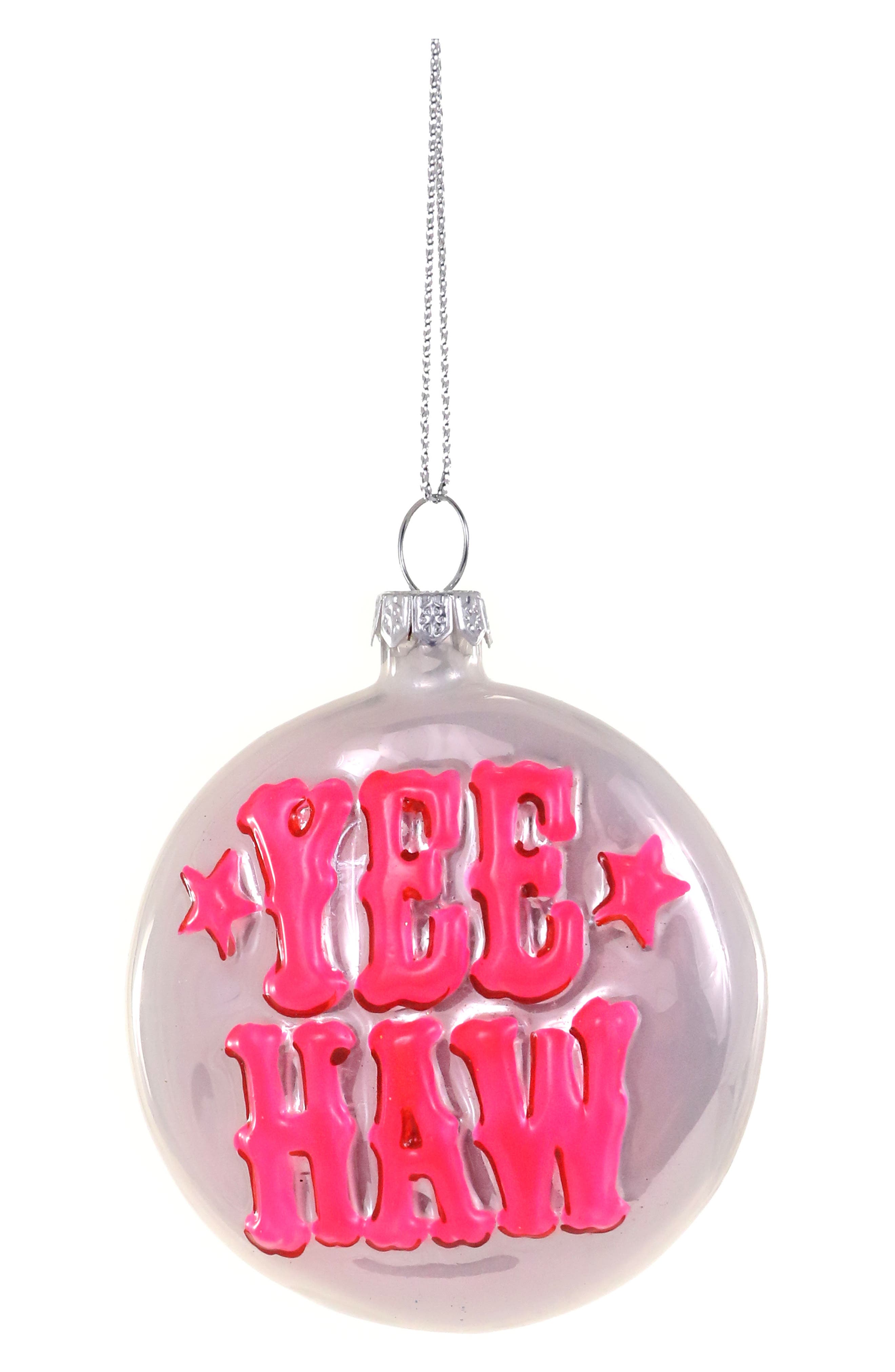 Cody Foster & Co. Yee Haw Glass Ornament in Pink Multi 