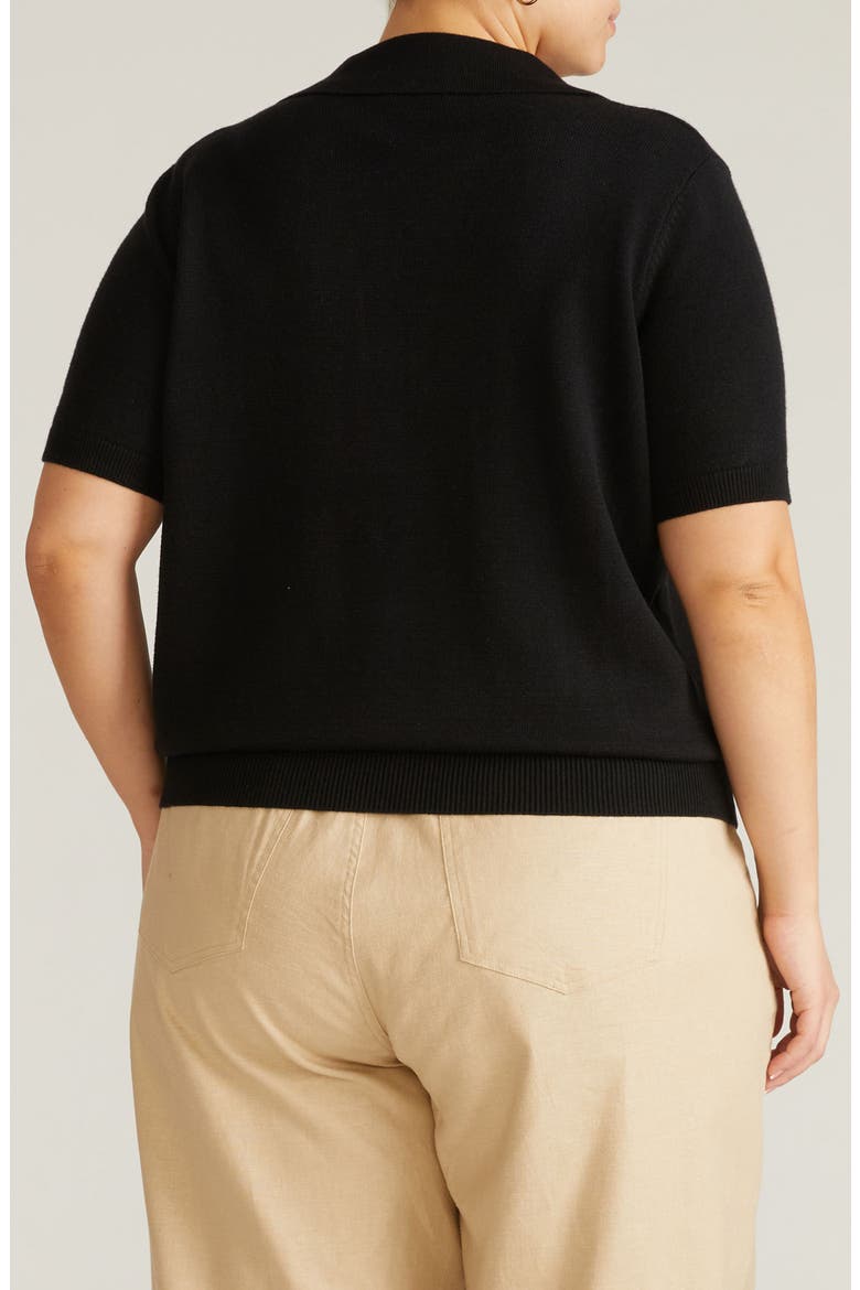 Short Sleeve Sweater, Alternate, color, BLACK