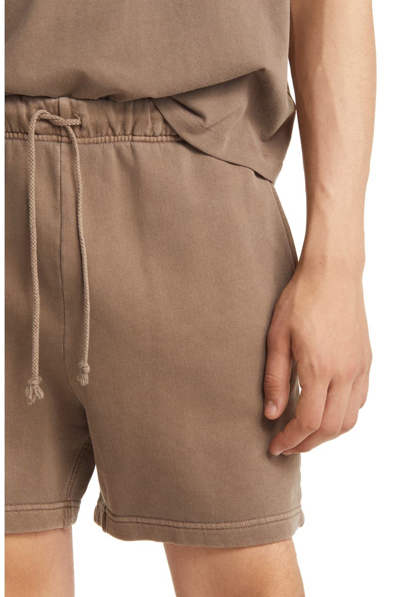 Core Organic Cotton Brushed Terry Sweat Shorts, Alternate, color, BROWN