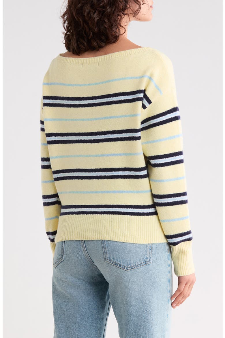 Striped Boat Neck Pullover Sweater, Alternate, color, PALE YELLOW COMBO