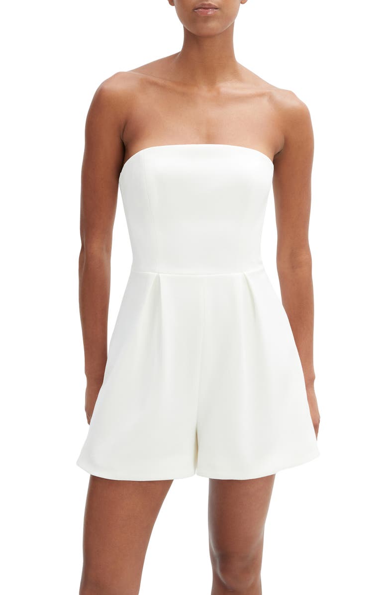 Bardot Karoline Pleated Strapless Romper, Alternate, color, Orchid White