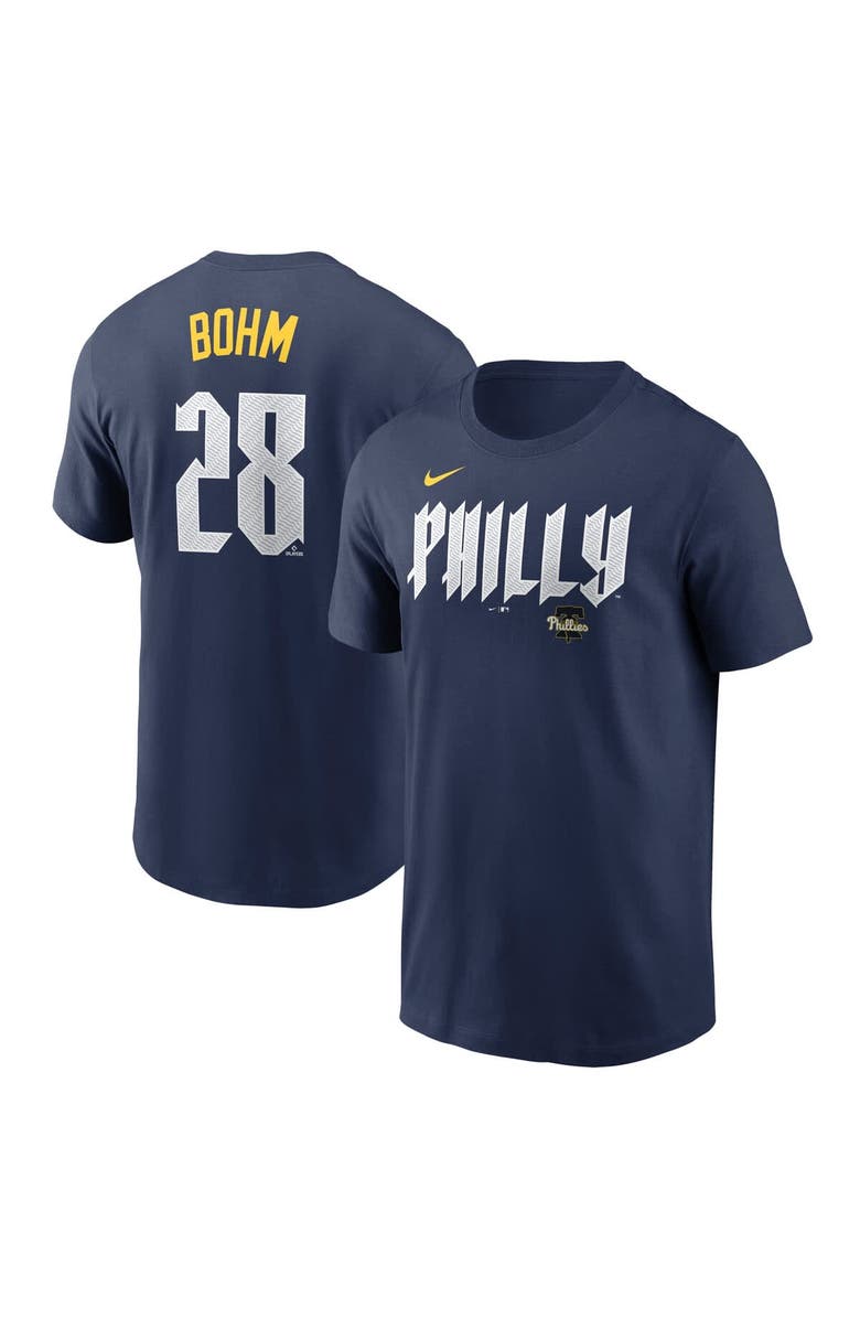 Nike Men's Nike Alec Bohm Navy Philadelphia Phillies 2024 City Connect Fuse Name & Number T-Shirt, Alternate, color, Navy