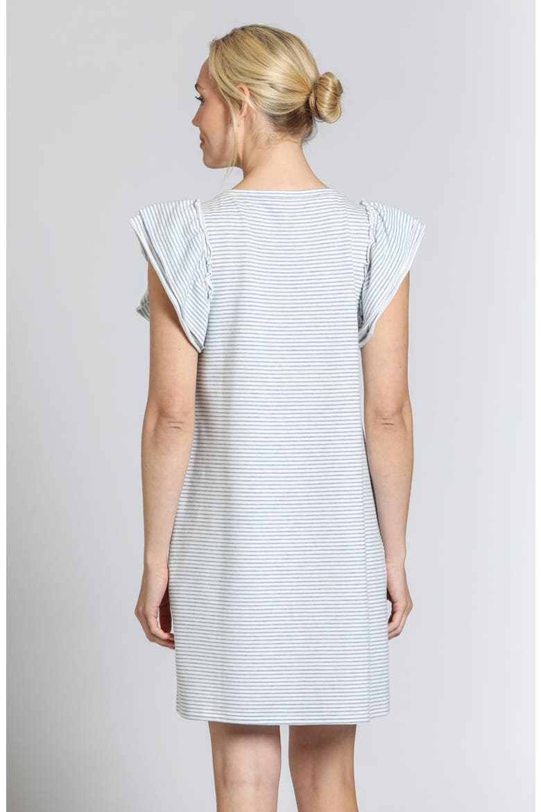 Double Ruffle Sleeve Cotton Minidress, Alternate, color, CHAMBRAY WHITE