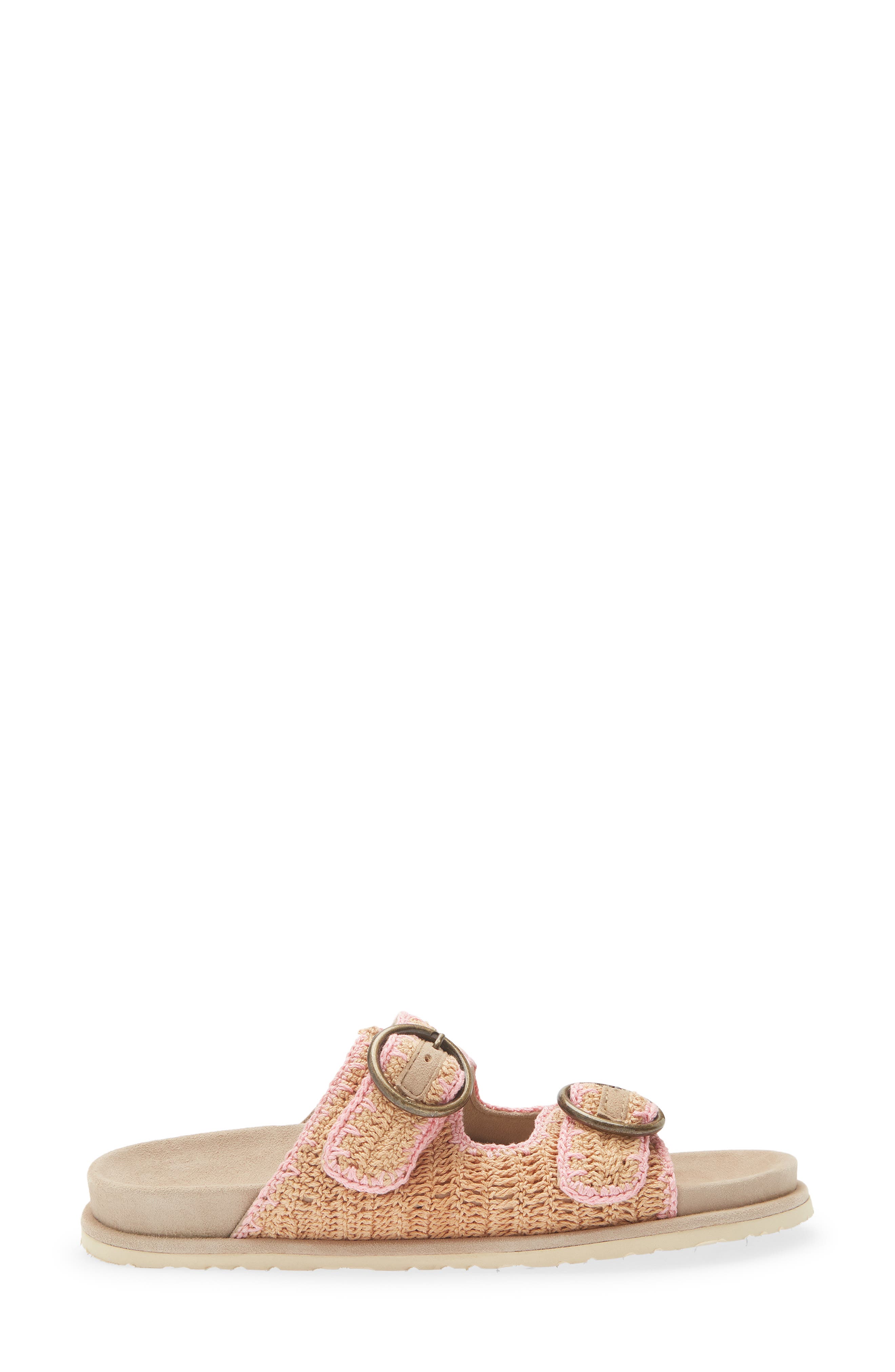 Laidback London Clay Crochet Buckle Strap Slide Sandal, Alternate, color, Beige / Baby Pink