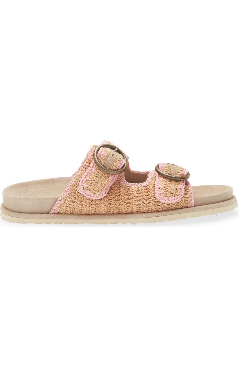 Laidback London Clay Crochet Buckle Strap Slide Sandal, Alternate, color, Beige / Baby Pink