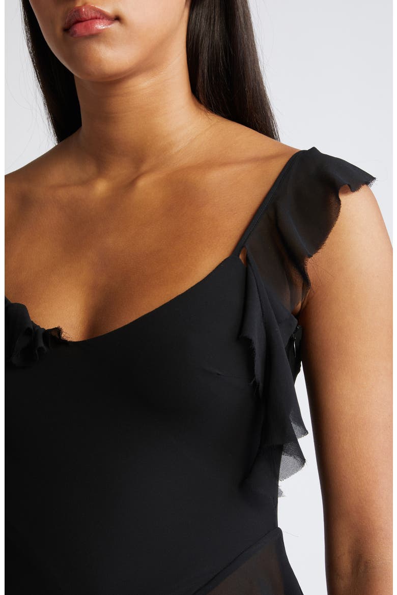 Asymmetric Chiffon Minidress, Alternate, color, BLACK