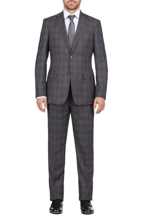 Two Button Notch Lapel Trim Fit Suit