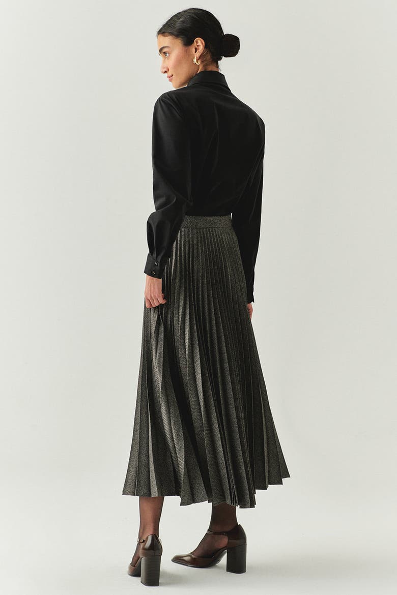 Jayda Pleated Midi Skirt, Alternate, color, GREY