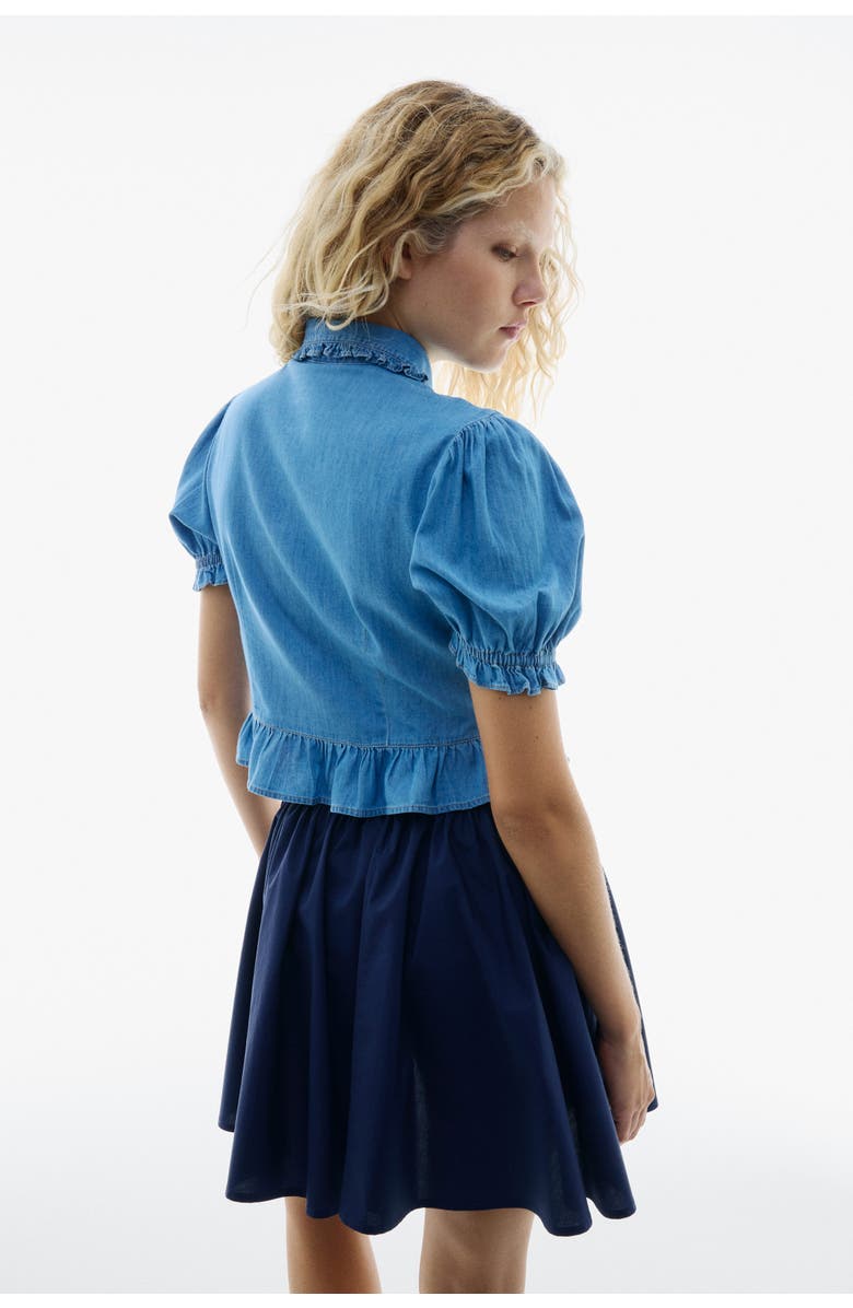 H&M Denim blouse, Alternate, color, Light Denim Blue