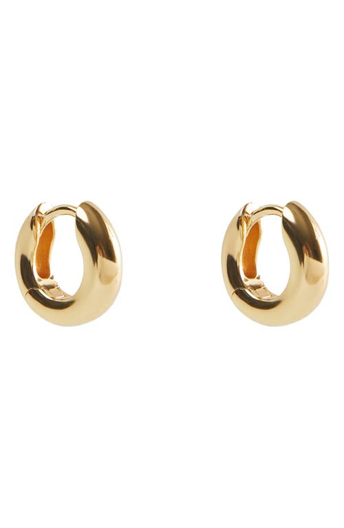 Argento Vivo Sterling Silver Small Chubby Huggie Hoop Earrings in Gold 