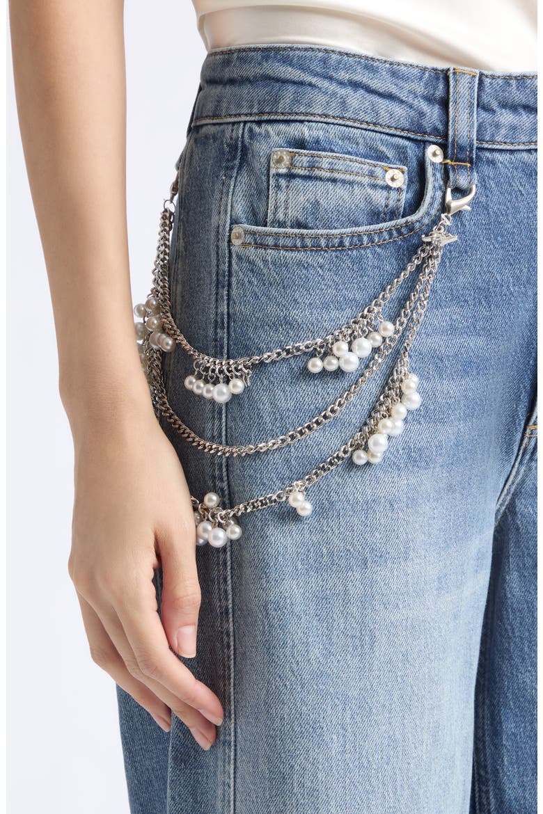 Betsy Pearl Chain High Waist Wide Leg Jeans, Alternate, color, AMBERSTONE
