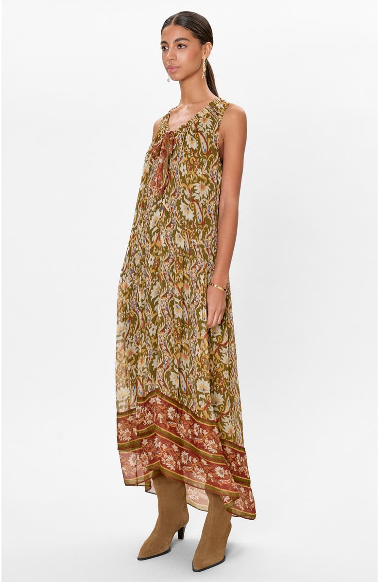 Rebecca Taylor Isha Printed Dress, Alternate, color, Pesto Combo