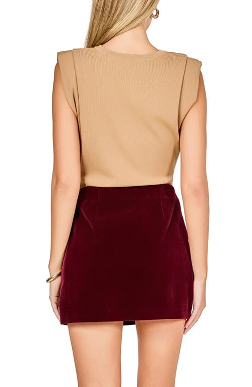 Endless Rose Pleated Shoulder Knit Top In Brown