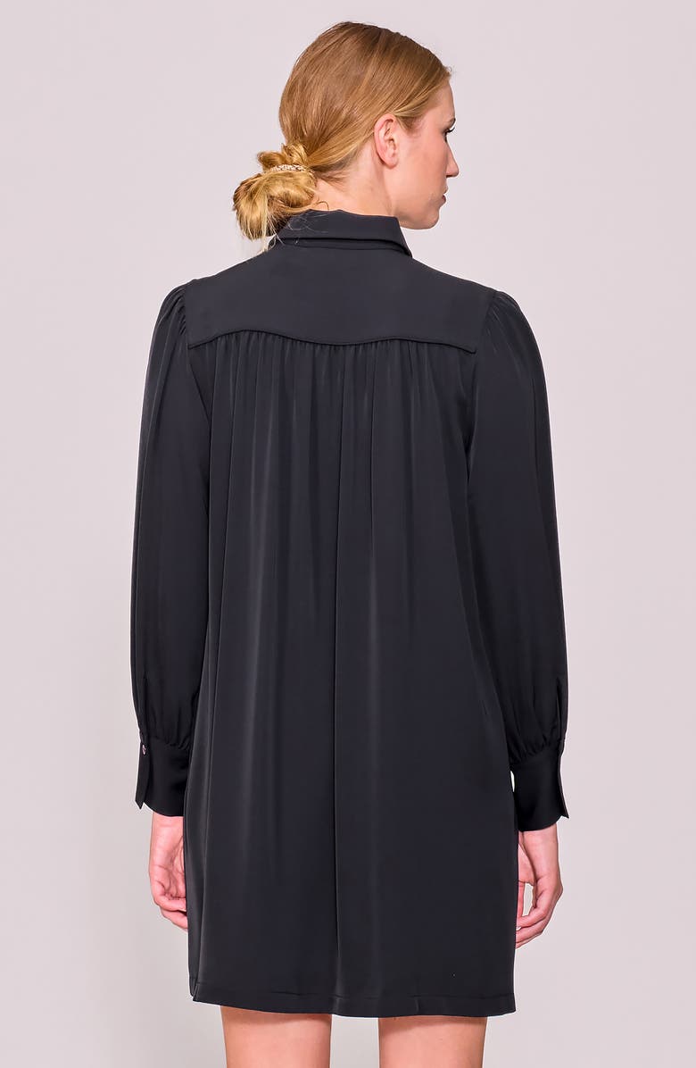 MELLODAY Long Sleeve Crepe Shirtdress, Alternate, color, Black