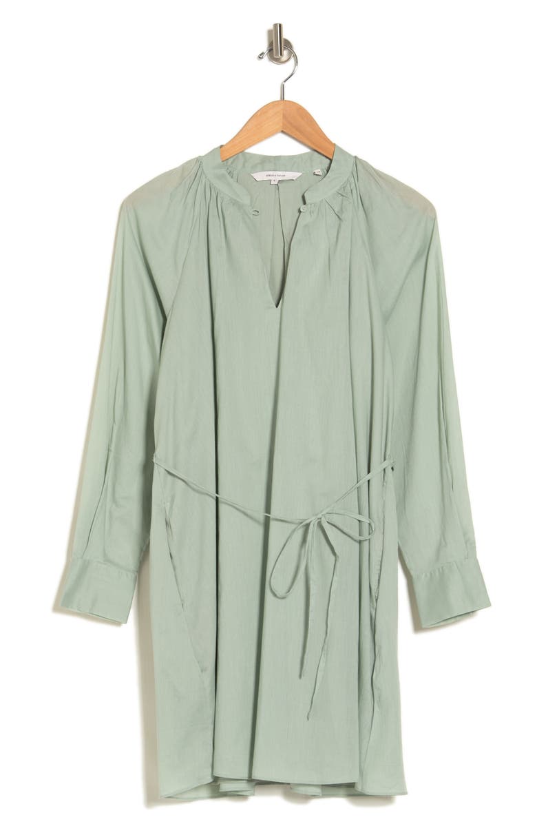 Rebecca Taylor Long Sleeve Cotton Shift Dress, Alternate, color, Jadeite