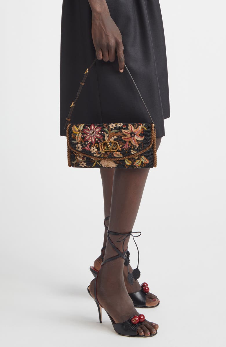 Valentino Garavani Vain Soft Embroidered Top Handle Bag, Alternate, color, Multi Brown