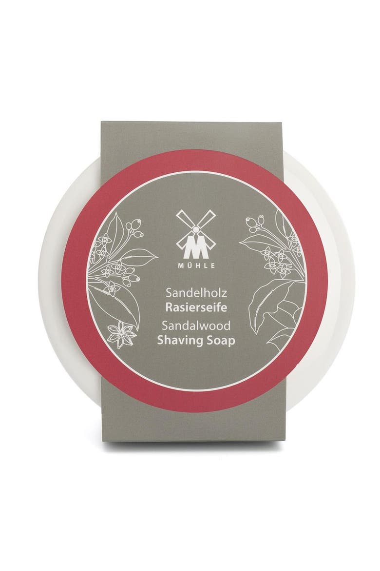 Porcelain Dish With Sandalwood Shaving Soap, Main, color, White
