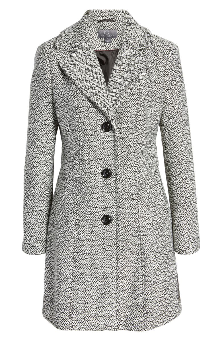 Gallery A-Line Coat, Alternate, color, Black/White