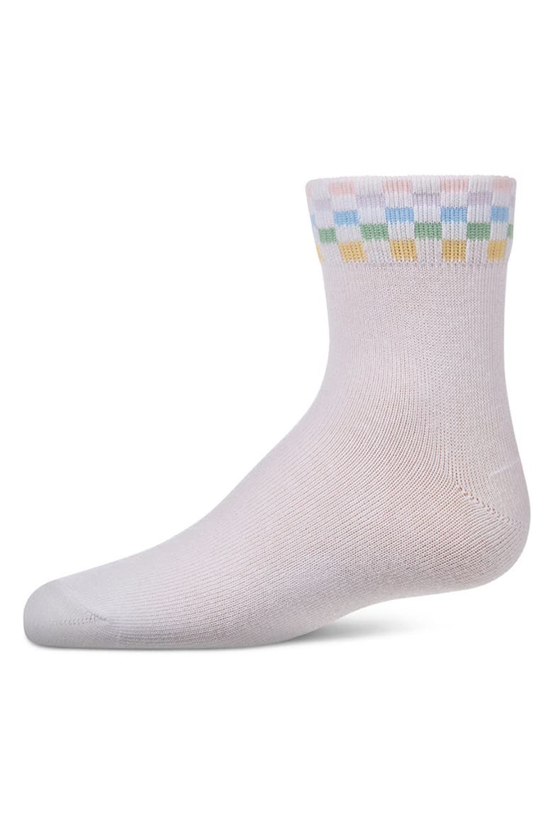 Pastel Race Car-Themed Crew Sock, Main, color, White