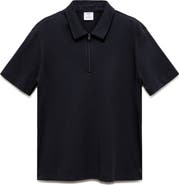 MANGO Zip Cotton Blend Polo