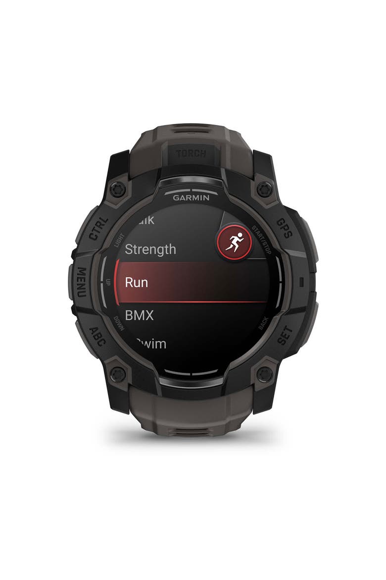 Instinct 3, 50mm AMOLED Rugged Outdoor GPS Smartwatch, Black/Charcoal, Alternate, color, Black