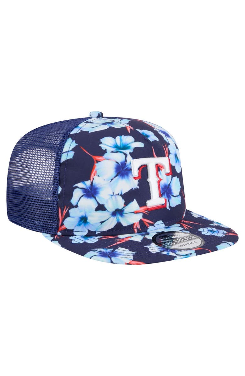 New Era Men's New Era Royal Texas Rangers Adventure Pattern Golfer Trucker Snapback Hat, Alternate, color, Royal