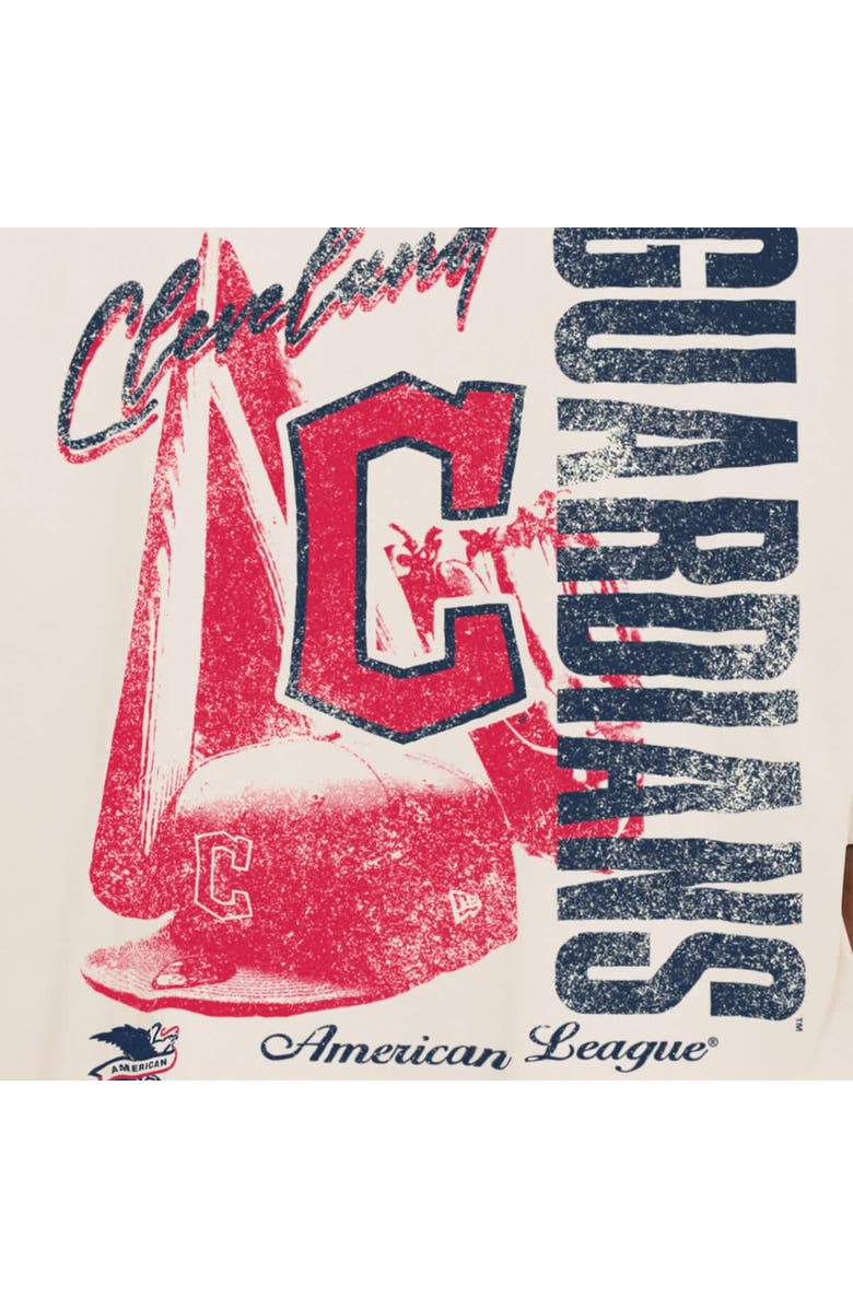 New Era Men's New Era Cream Cleveland Guardians Cooperstown Collection Oversized Throwback Distressed T-Shirt, Alternate, color, 