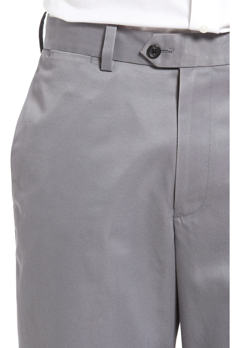 Men's Shop Smartcare™ Classic Supima® Cotton Flat Front Trousers, Alternate, color, GREY SHADE