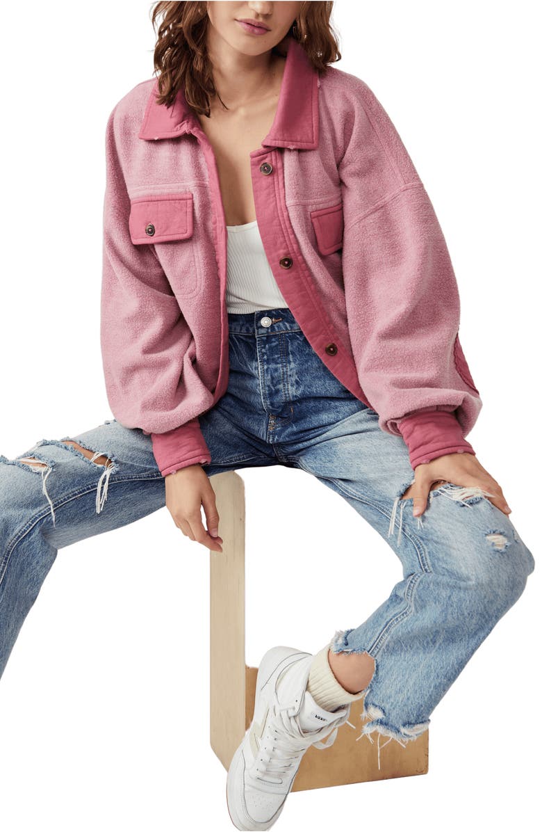 Free People We the Free Ruby Fleece Shirt Jacket, Alternate, color, Sweetheart