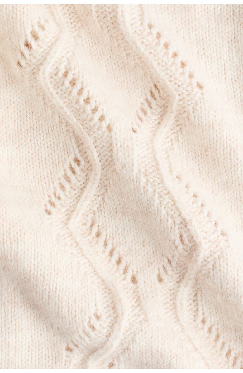 H&M Pointelle-knit Cardigan, Alternate, color, Light Beige