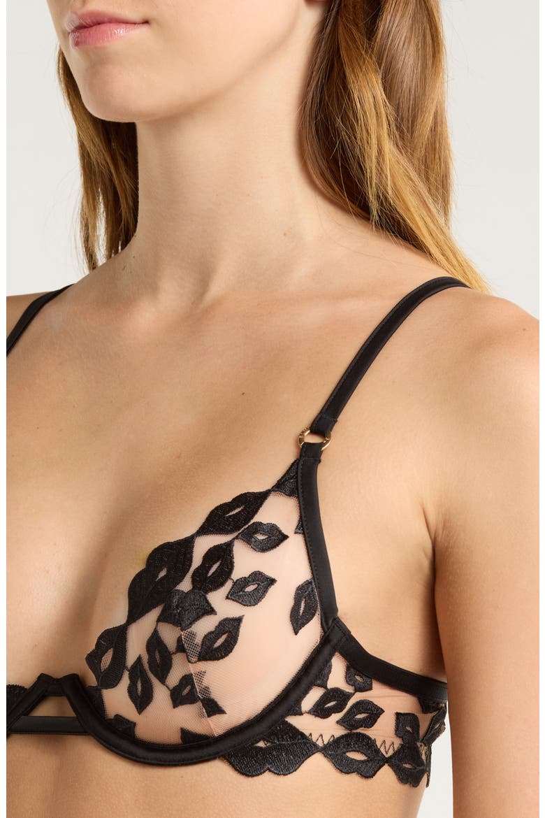 Marian Embroidered Mesh Underwire Bra, Alternate, color, BLACK/ SHEER