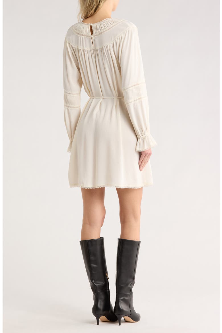 Lace Trim Long Sleeve Dress, Alternate, color, ANTIQUE IVORY