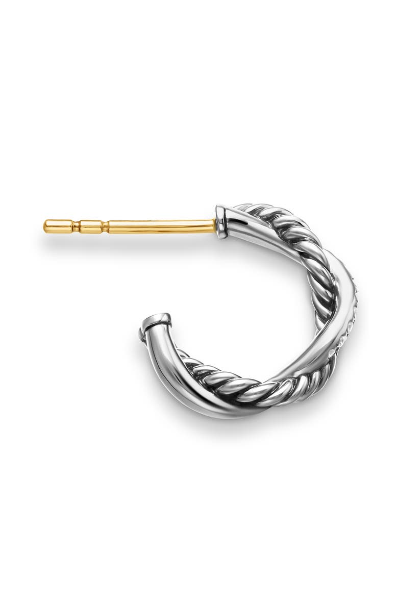 David Yurman Petite Infinity Huggie Hoop Earring with Pavé Diamonds, Alternate, color, Diamond/ Silver